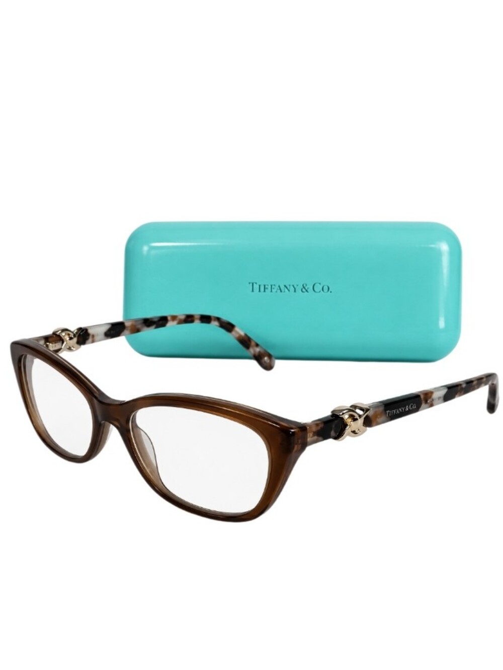 TIFFANY & CO. TF2074 8255 Brown Tortoise Cat Eye Eyeglasses 52-16-135 Italy